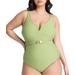 Plus Size Women's Seashell Clasp Belt One Piece by ELOQUII in Sage Green (Size 28)