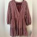 Madewell Dresses | Madewell Burgundy Red Checkered Prairie Long Sleeve Flowy Mini Dress Womens M | Color: Red/Tan | Size: M