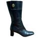 Coach Shoes | Coach Onnette Black Leather Mid Calf Square Split Toe Boots Womens Size 8b Italy | Color: Black | Size: 8