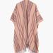 Madewell Accessories | Madewell Placed Stripe Poncho Scarf / Shawl In Camel And Purple | Color: Purple/Tan | Size: Os