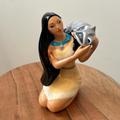 Disney Art | Disney Pocahontas & Meeko Vintage Ceramic Figurine Porcelain Statue Collectible | Color: Gray/Tan | Size: Os