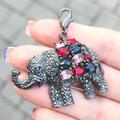 Anthropologie Accessories | Anthropologie Marcasite Bejeweled Elephant Charm | Color: Gray/Red | Size: Os