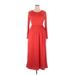 Fashion Casual Dress - A-Line: Red Print Dresses - Women's Size X-Large