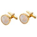 Classic Gold-Color Plated Mother Pearl Copper Men's Cuff Link Gift Party Wedding Suit Shirt Buttons Cufflinks