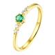 Ayoiow Promise Ring 18K Round 0.1ct Green Emerald Ring 0.05ct Diamond Rings for Women Green Promise Ring