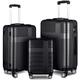 Luggage Sets, 3 Piece Luggage Expandable Suitcase Set, Lightweight Hardshell 4-Wheel Spinner Luggage with TSA Lock, ABS Carry on 3 Piece Sets Clearance Suitcase Sets (20"/24"/28") Black 10, Black As