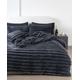 Big Cord Teddy Fleece Duvet Set, Chunky Ribbed Warm Cosy Fluffy Bedding With 2 Pillow Cases Soft V-Shape Cover & Cushion Covers Thermal Curtains Ring Tops Bedroom Accessories (Charcoal, Double)