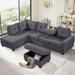 Reversible Sectional L-shape Sofa with Storage Ottoman Rivet Ornament - 108.1"D x 72.4"W x 35.8"H