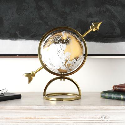 Gold Aluminum Metal Globe with White Center