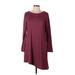 KORSIS Casual Dress - Mini: Burgundy Marled Dresses - Women's Size Large