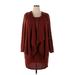 R&K Casual Dress - A-Line Crew Neck Long sleeves: Burgundy Solid Dresses - Women's Size 18