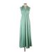 Fashion Casual Dress V-Neck Sleeveless: Green Print Dresses - Women's Size 3