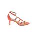 Antonio Melani Heels: Strappy Stiletto Cocktail Orange Solid Shoes - Women's Size 7 1/2 - Open Toe