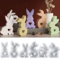 Moule à bougie en silicone lapin de Pâques bricolage ornement de gypse de lapin 3D plâtre de