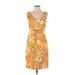 Tahari Casual Dress - Sheath V-Neck Sleeveless: Orange Dresses - Women's Size 4