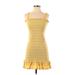 American Eagle Outfitters Casual Dress - A-Line Square Sleeveless: Yellow Print Dresses - Women's Size X-Small