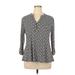 Roz & Ali 3/4 Sleeve Blouse: Gray Polka Dots Tops - Women's Size X-Large