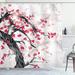 East Urban Home Cherry Blossom Shower Curtain Twisted Trunk Charcoal Grey Dark Coral Polyester | 70 H x 69 W in | Wayfair