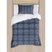 East Urban Home Navy Blue Duvet Cover Set, Eastern Curlicues, Twin, Navy Blue White in Blue/White | Wayfair 43CD4078859B44ABB7F2B5BFDC7254A9