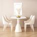 Orren Ellis Light luxury modern simple cream style semi-round rock plate dining table & chair combination in Gray/White | Wayfair