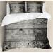 East Urban Home Dark Grey Duvet Cover Set, Ombre Wood Planks, Calking, Black Pale Grey Microfiber in Gray | Wayfair