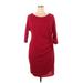 Signature by Robbie Bee Casual Dress - Sheath Scoop Neck 3/4 sleeves: Burgundy Dresses - Women's Size X-Large