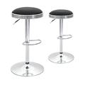 CangLong Swivel Bar Stool Counter Height Round PU Leather Adjustable Chair Pub Stool with Chrome Footrest,Set of 2,Black