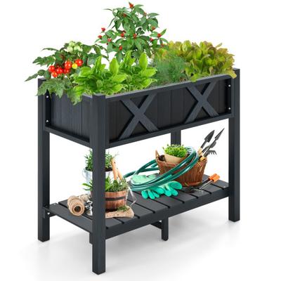 Costway HIPS Raised Garden Bed Poly Wood Elevated ...