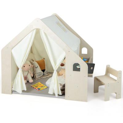 Costway Montessori Style Indoor Playhouse with Sto...