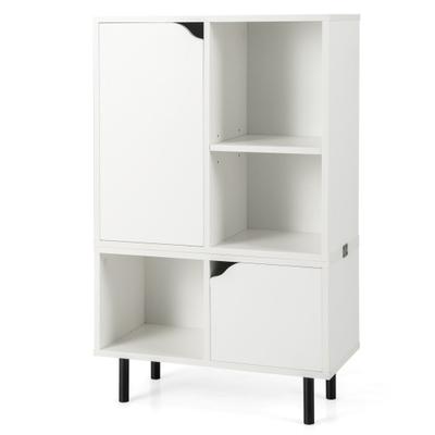 Costway Stackable Bookcase with Adjustable Shelf and Cubes-White