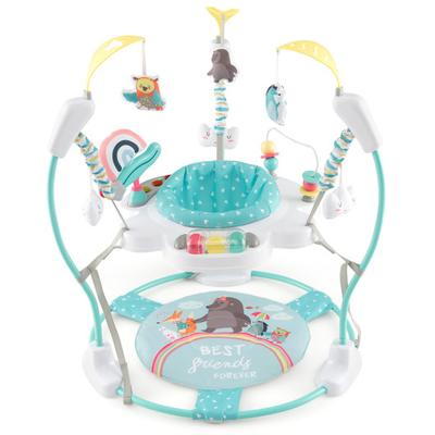 Costway Baby Activity Center Height Adjustable Baby Bouncing Saucer with Interactive Toys-Blue