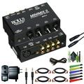 Rolls MX51s Mini-Mix 2 Four-Channel Stereo Line RCA Mixer Bundle with AUX Cable + RCA + Audio Cable 3.5mm 1/8 Mono Male to RCA + XLR Male to Female + Cleaning kit and Wire Straps