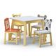CoSoTower 5 Piece Kiddy Table And Chair Set Kids Wood Table With 4 Chairs Set Cartoon Animals (Bigger Table)ï¼ˆ3-8 Years Oldï¼‰