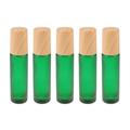 NUOLUX 5pcs 10ml Wooden Lid Bottle Mini Glass Bottles Empty Smalll Bottles Portable Perfume Storage Container for Home Travel (Green)