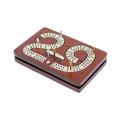 House of Cribbage - EC36 2 Track - Wooden Travel - Pocket Size 29 Shape Cribbage Board - 4.75 Inch - Inlaid in Bloodwood/Maple Wood - Storage Space for Cribbage Pegs - 60 Points - Non Continuous