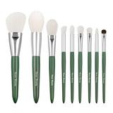 Natural Goat Hair Makeup CM31 Brushes Set Labeled 9 Piece Face and Eye Brush Set Ultra soft hair Foundation Concealer Blush Contour Blending Eyeshadow Kabuki Brush kit (green)