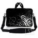 Laptop Skin Shop 15-15.6 inch Neoprene Laptop Sleeve Bag Carrying Case with Handle and Adjustable Shoulder Strap - Black and White Flower