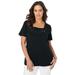 Plus Size Women's Stretch Cotton Eyelet Cutout Tee by Jessica London in Black (Size 30/32) Short Sleeve T-Shirt