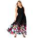 Plus Size Women's Georgette Flyaway Maxi Dress by Jessica London in Black Tossed Floral (Size 18 W)
