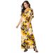 Plus Size Women's Cold Shoulder Maxi Dress by Jessica London in Sunset Yellow Graphic Floral (Size 18 W)