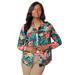 Plus Size Women's Classic Cotton Denim Jacket by Jessica London in Multi Tropical Animal (Size 26) 100% Cotton Jean Jacket