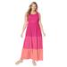 Plus Size Women's Color Block Tiered Dress by Woman Within in Raspberry Sorbet Colorblock (Size 3X)