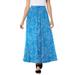 Plus Size Women's Pull-On Elastic Waist Soft Maxi Skirt by Woman Within in Turq Blue Floral (Size 14 W)