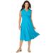 Plus Size Women's Stretch Knit Drape-Over Dress by Jessica London in Ocean (Size 22 W)