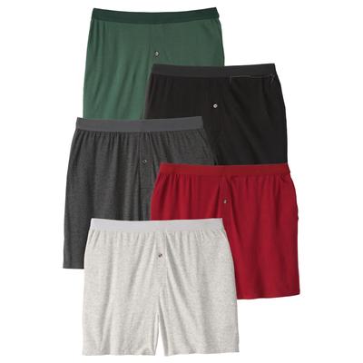 Men's Big & Tall 5-Pack Cotton Boxers by KingSize in Assorted Darks (Size 9XL)