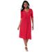 Plus Size Women's Stretch Knit Pleated Front Dress by Jessica London in Vivid Red Dot (Size 24 W)