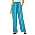 Plus Size Women's Pull-On Elastic Waist Soft Pants by Woman Within in Turq Blue Batik Stripe (Size 16 W)