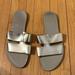 J. Crew Shoes | J. Crew Leather Silver Metallic Sandal Size 9 Never Worn | Color: Silver | Size: 9