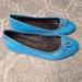 Coach Shoes | Coach Lara Ballet Flats Womens Size 6.5b Peacock Leather Slip On Comfort Shoes | Color: Blue | Size: 6.5