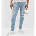 American Eagle Outfitters Jeans | Hp Ae Airflex 360 Patched Athletic Straight Leg Jeans | Color: Blue/White | Size: 30” X 34”